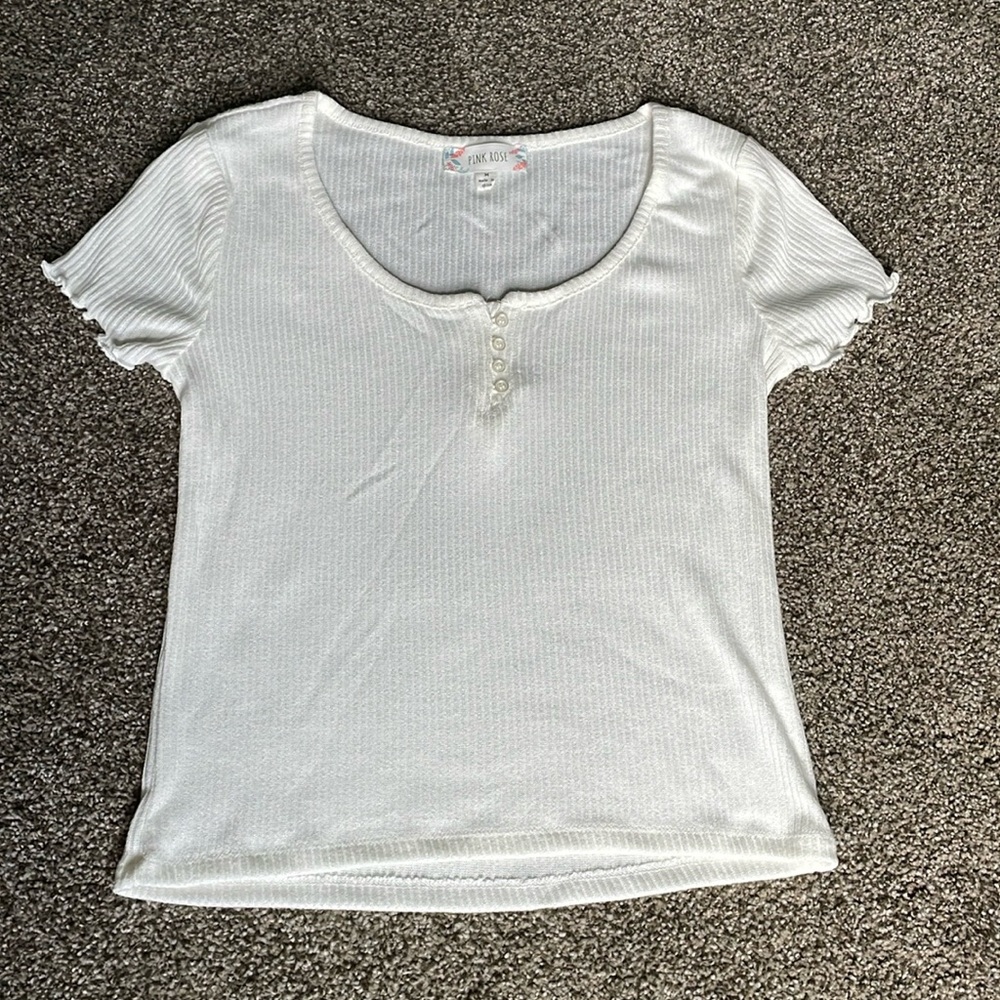 Pink Rose brand cream colored top